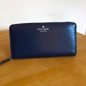 Kate Spade navy blue zip-around continental wallet